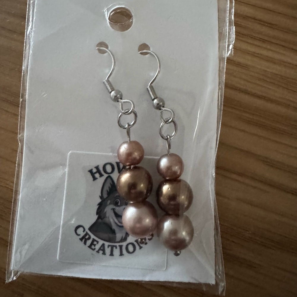 Howie Creations Brown Beaded Earrings - NWOT